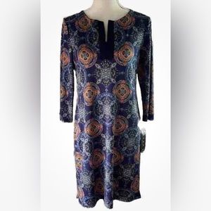 NWT Tiana B Navy Paisley Print Knee Length Dress 3/4 Length Sleeve Size 6